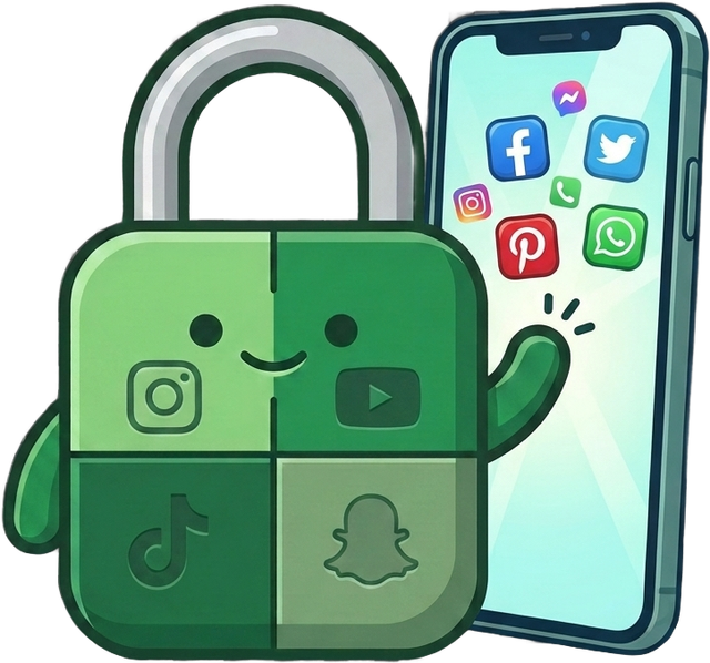 Maskottchen öffnet Social-Media-Apps